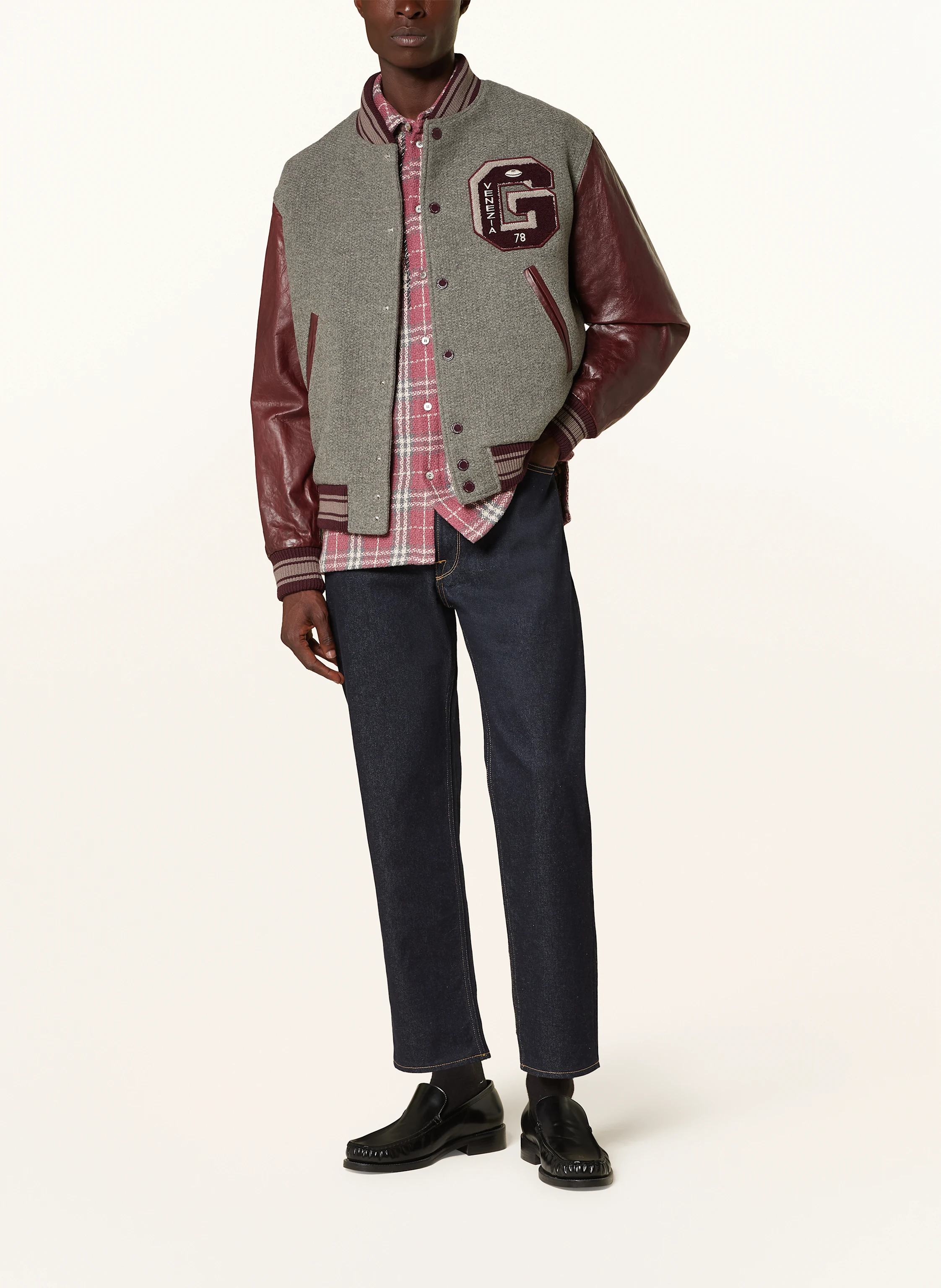 GOLDEN GOOSE College-Jacke im Materialmix