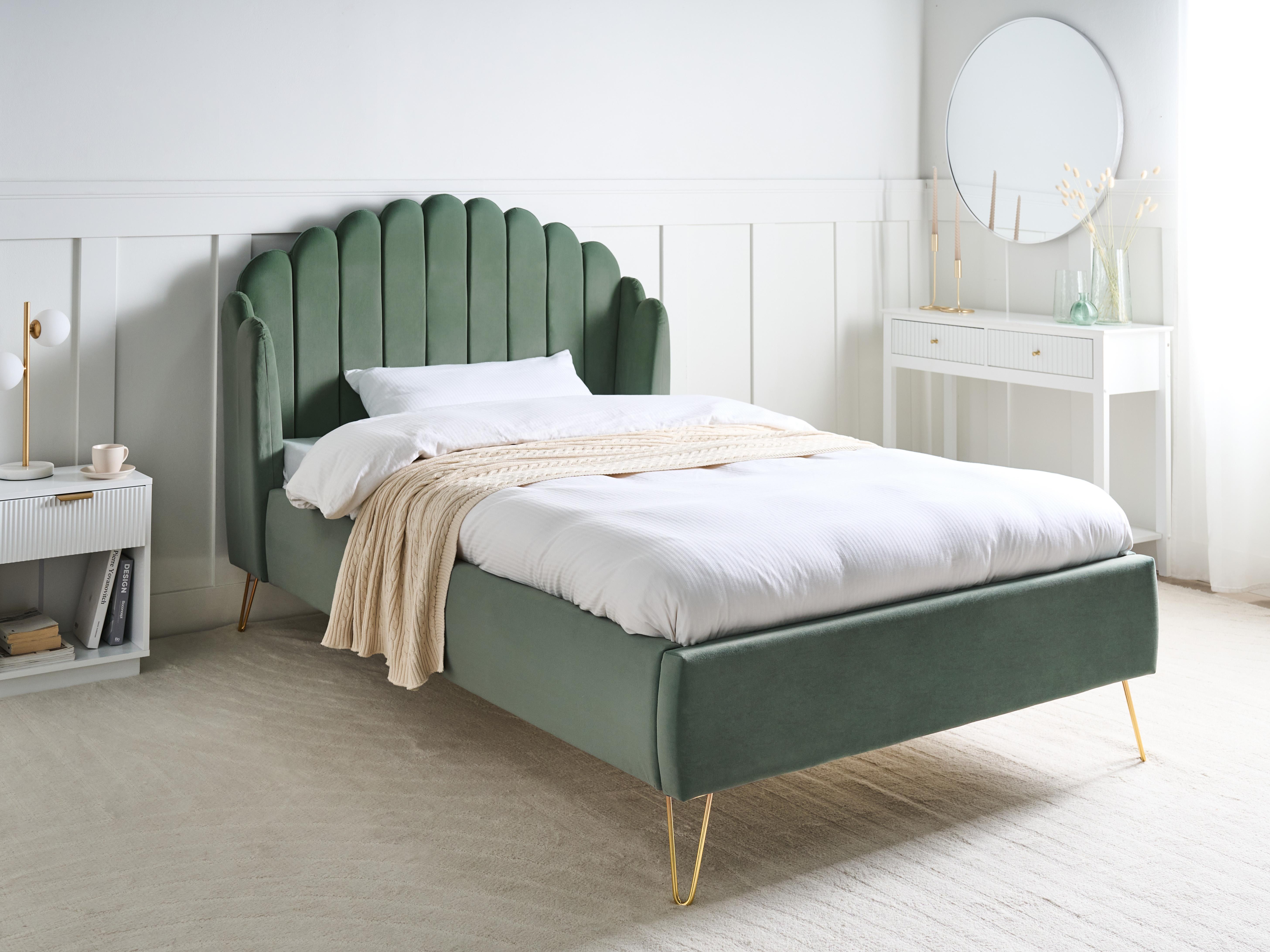 Bed Fluweel AMBILLOU 120 x 200 cm Groen