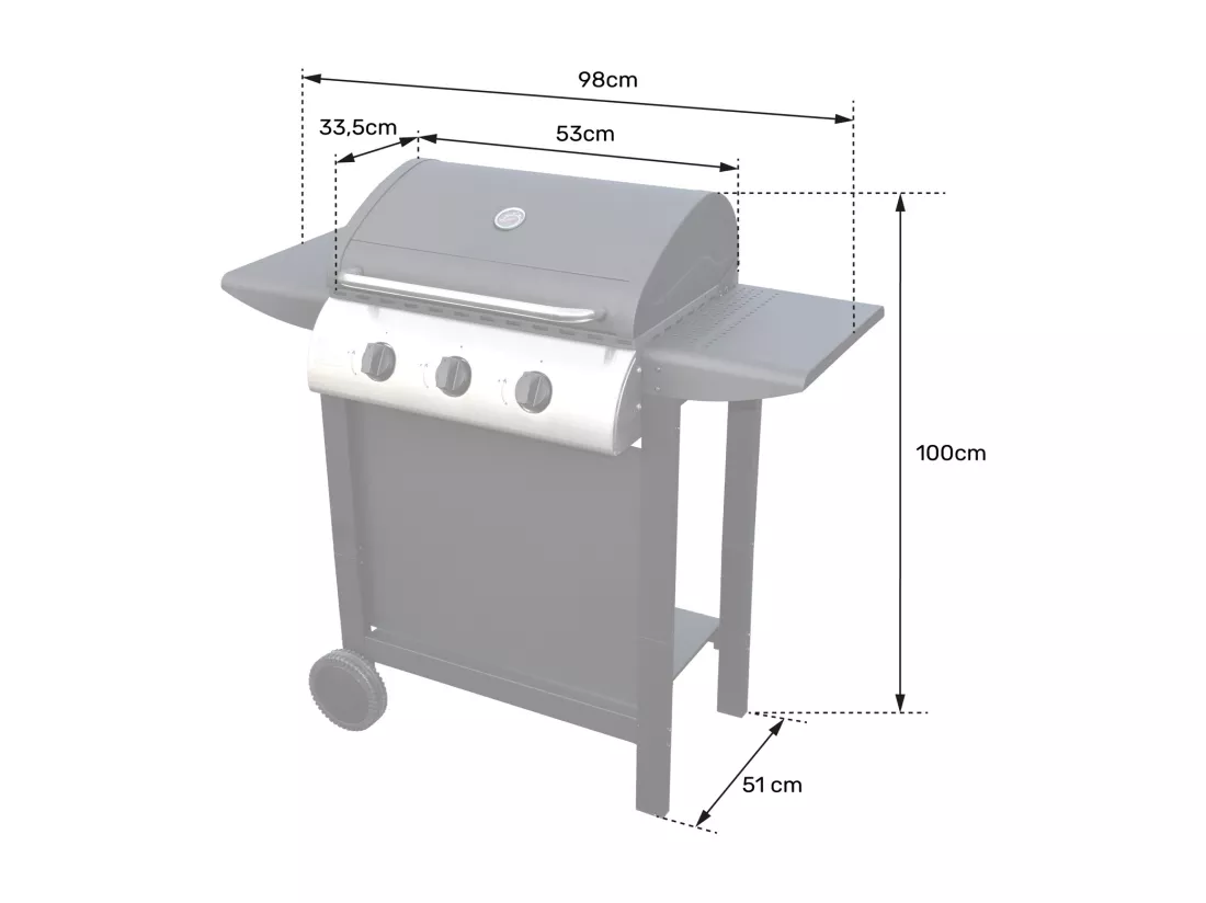 Barbecue au gaz HAWAÏ - 3 brûleurs 8,4kW - HAPPY GARDEN