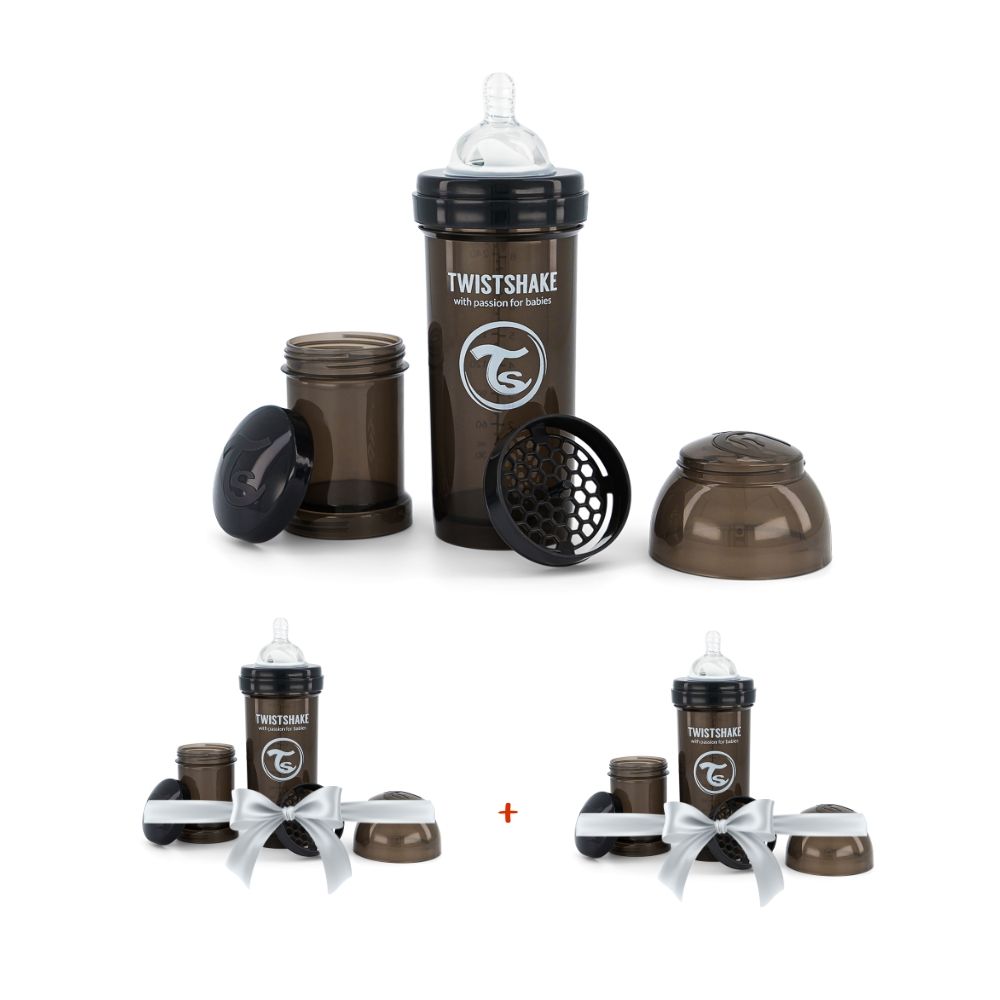 Biberon anti-colique 260ml - Noir - Ecru