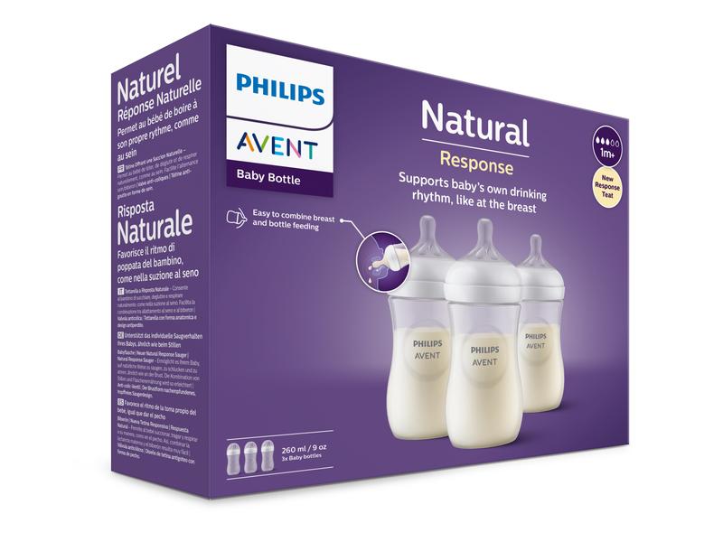 PHILIPS AVENT Flaschenset Natural Response 260 ml Babyflaschen, 3er Set