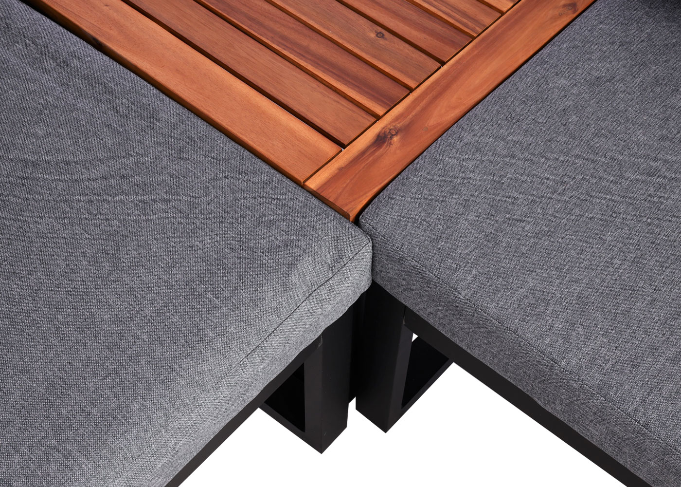 Garten-Garnitur MCW-L26, Gartenlounge Lounge-Set Sitzgruppe Sofa, Aluminium Akazie Holz MVG-zertifiziert ~ dunkelgrau