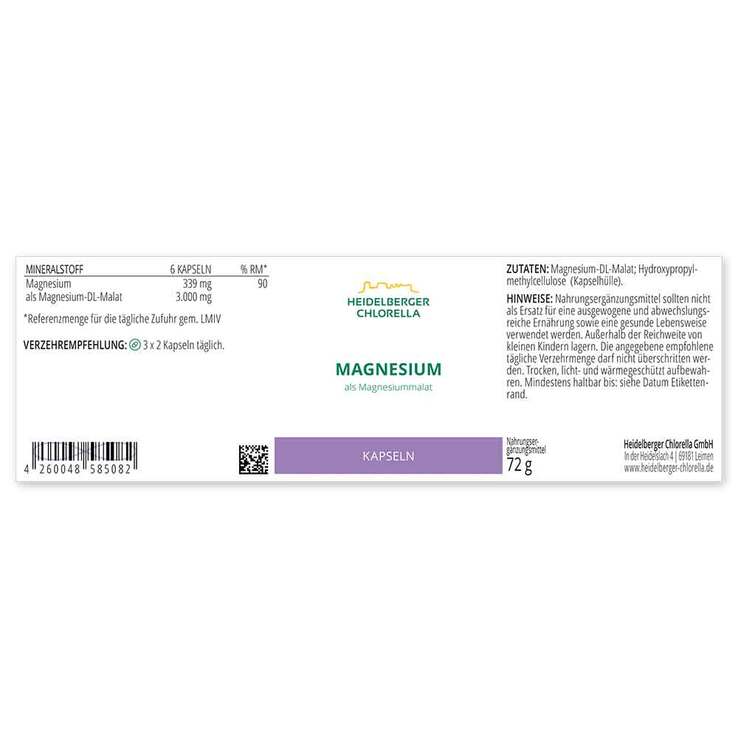 Magnesium als Magnesiummalat Kapseln, 72 g