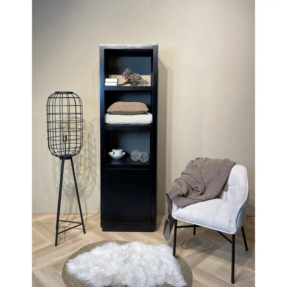 Livingfurn - Boekenkast Jaxx Black 60cm - Mangohout