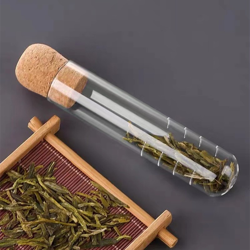(Ø3x16cm) Glas Teesieb Rohr Infuser Teefilter für Losen Tee mit Korken - Transparent