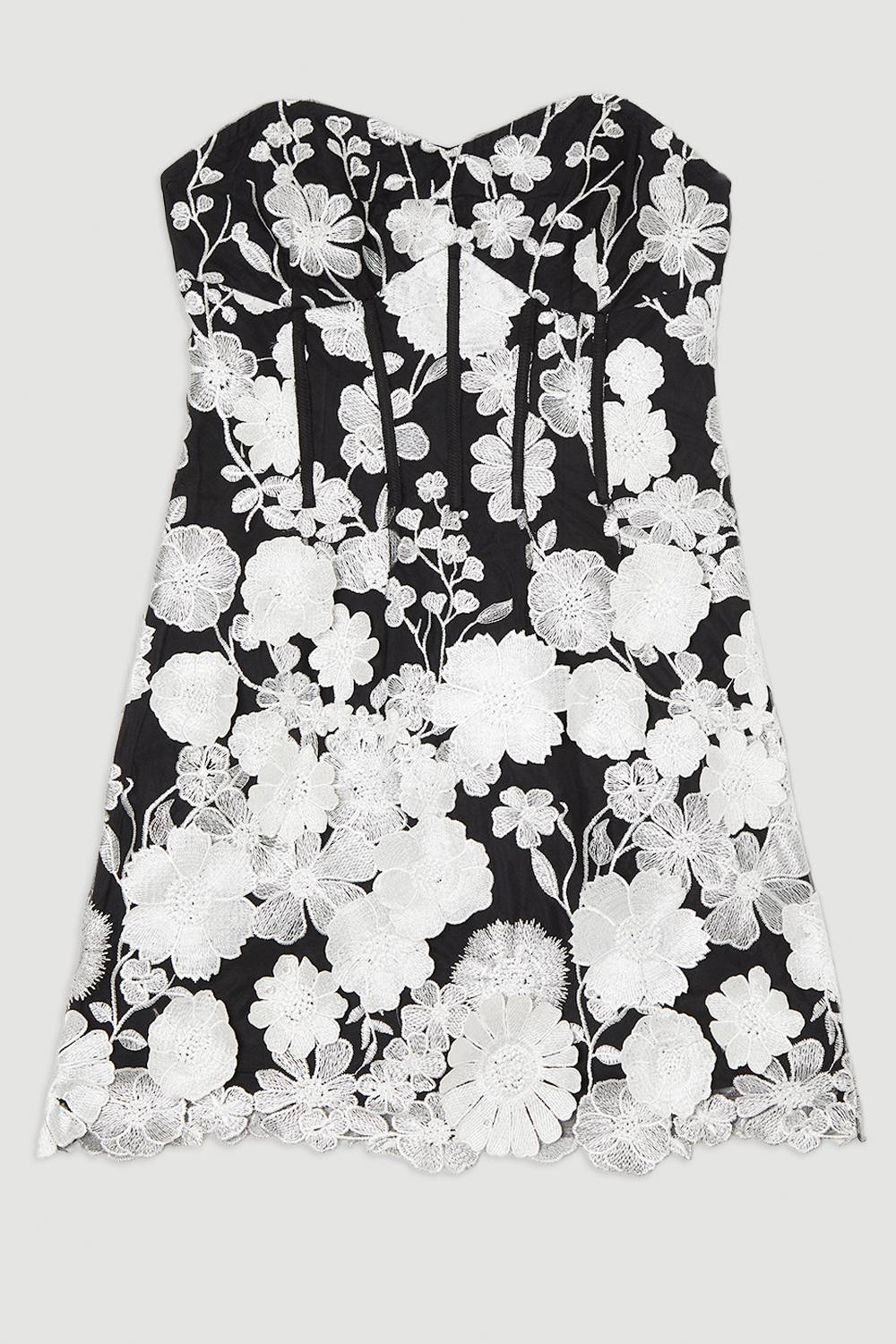 KarenMillen Robe Mini en Tissu Tissé Structuré à Appliqué Floral