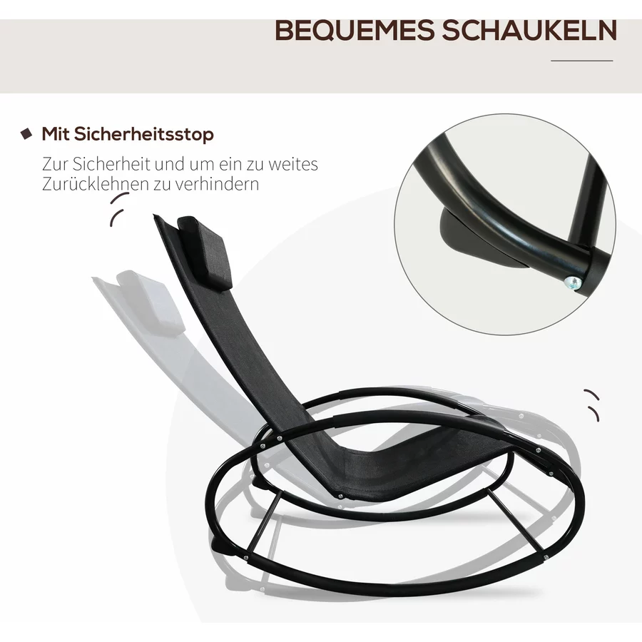 Outsunny Schaukelstuhl mit Kopfkissen schwarz