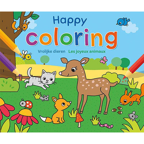 Uitgeverij deltas kleurboek happy coloring - vrolijke dieren