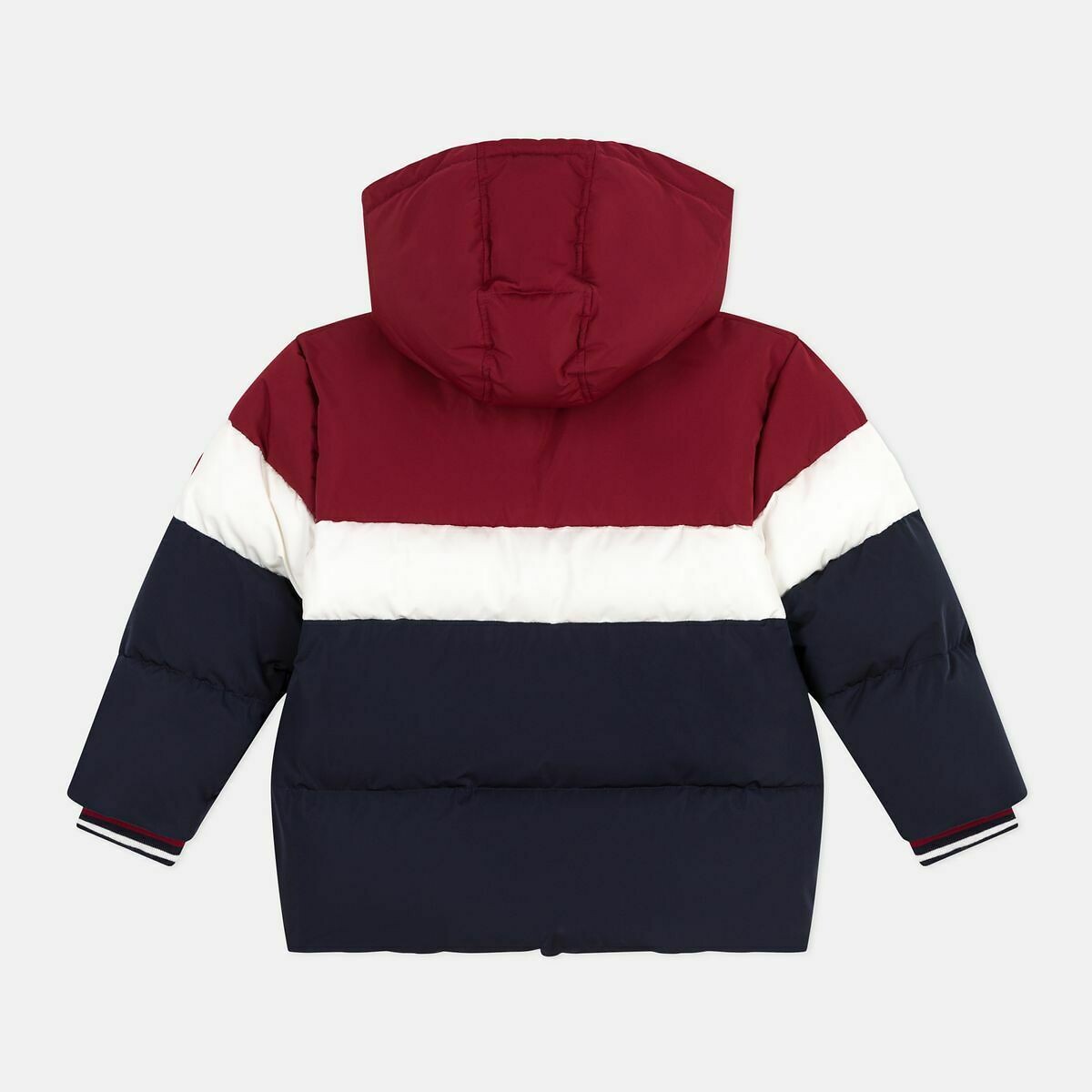 PETIT BATEAU<br>Jaqueta de plumas com capuz em blocos de cores