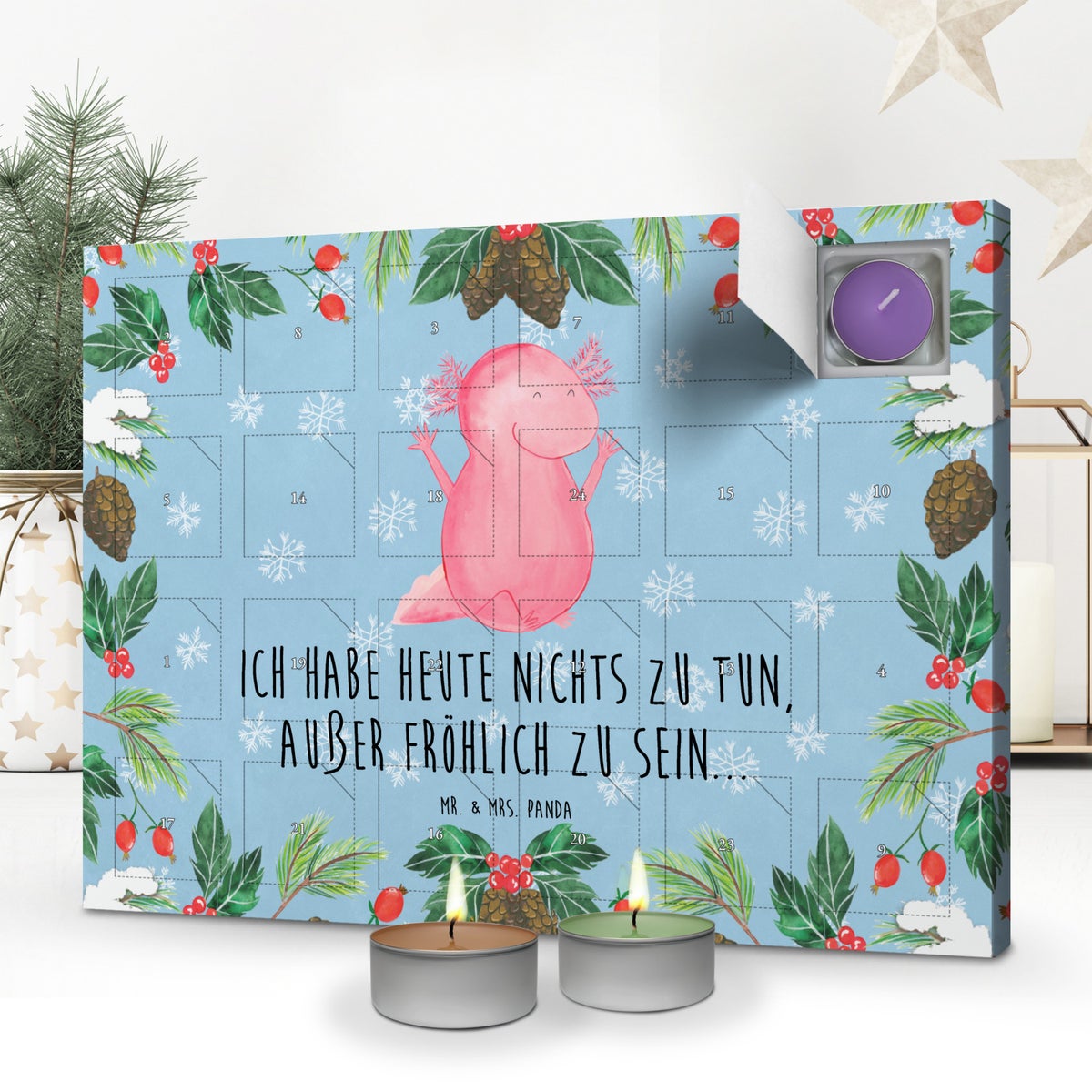 Mr. & Mrs. Panda Geurkaars Adventskalender Axolotl Hoera - Pastelblauw