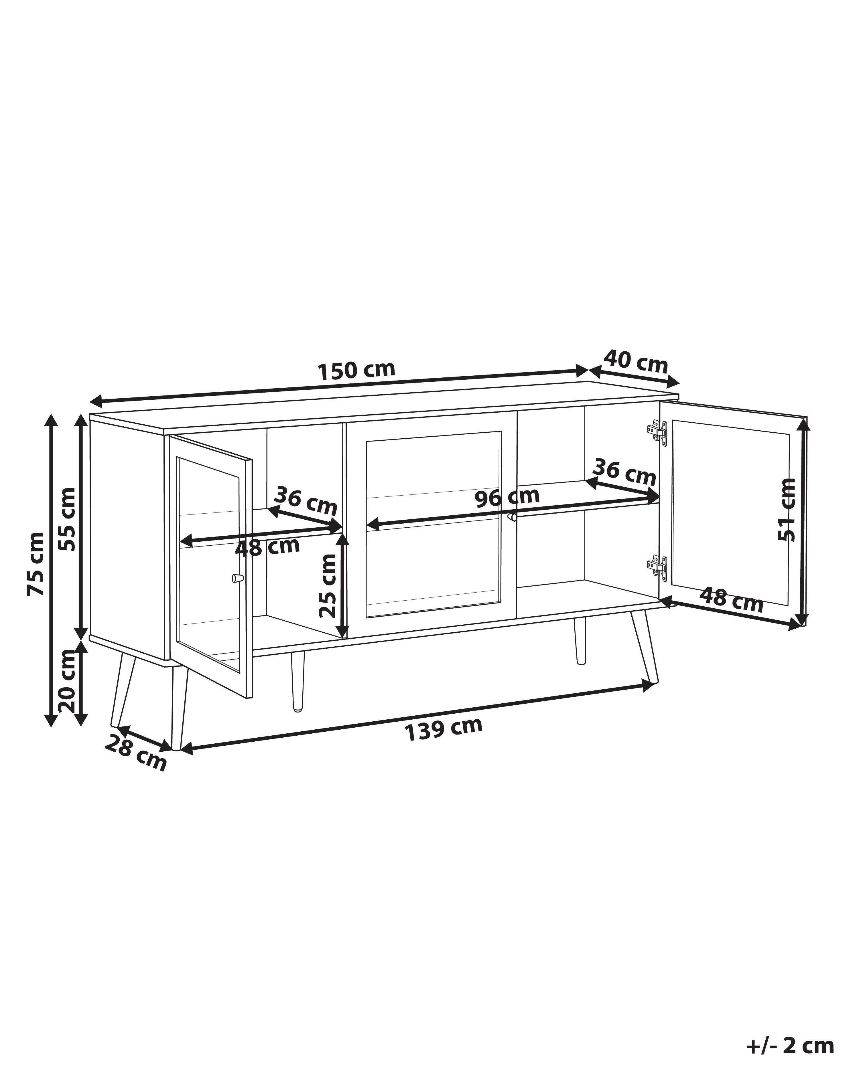Dressoir met glazen deuren ALBANY 150 cm Lichtbruin