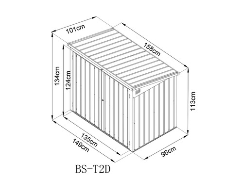 WESTMANN 2-baks afvalcontainer inclusief gasveren, 158 x 101 x 134 cm, antraciet