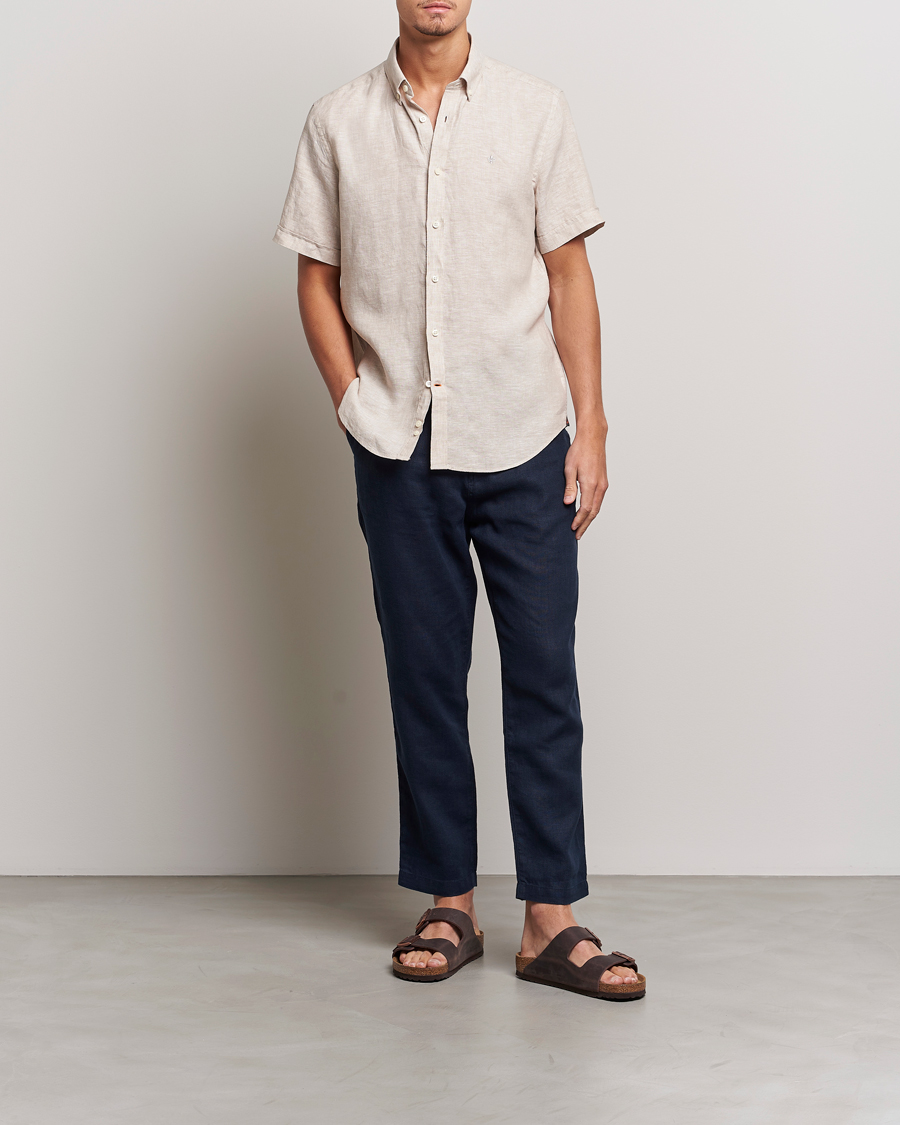 Morris Douglas Short Sleeve Linen Shirt Khaki
