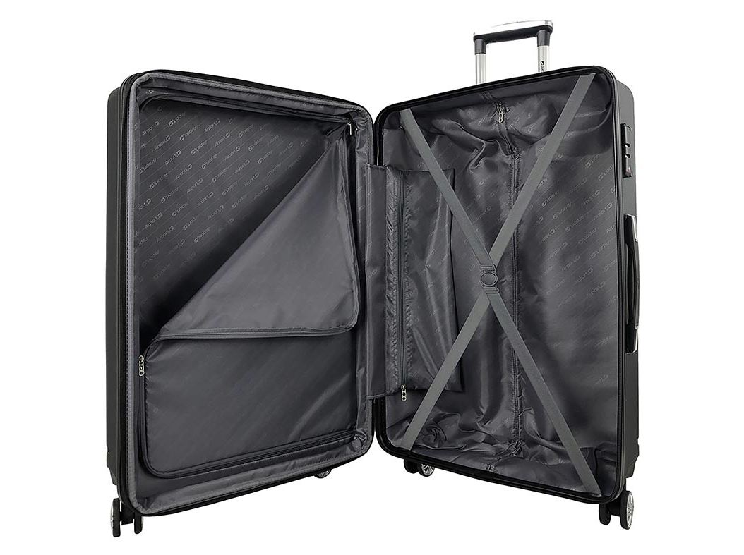 MALA DE VIAGEM MÉDIA RÍGIDA AIRPORT PRETO 8 RODAS 65 CM