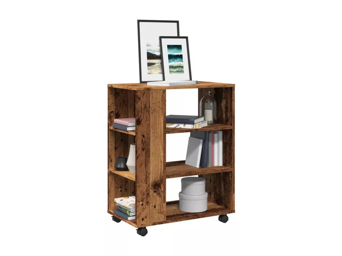 Armoire à roulettes vieux bois 60x35x75 cm bois d'ingénierie