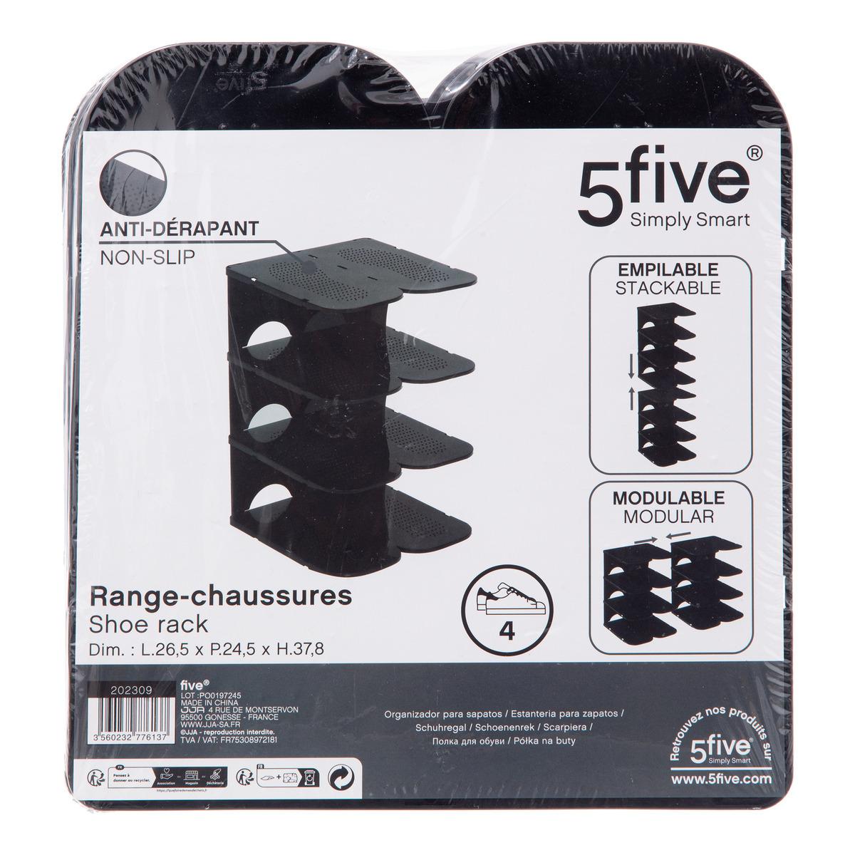 RANGE CHAUSSURES PLASTIQUE NOIR 4 PAIRES