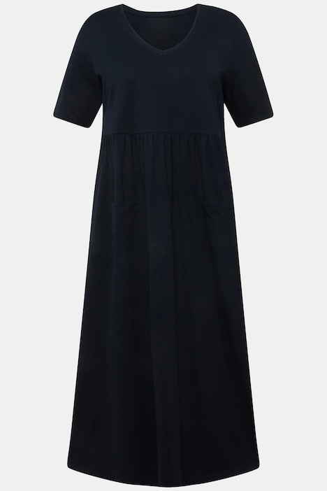 Jerseykleid, Empirenaht, A-Linie, V-Ausschnitt, Halbarm