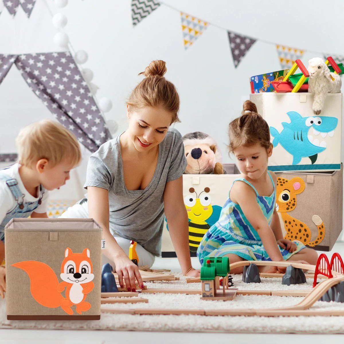 Boîte de rangement en tissu pour enfant 