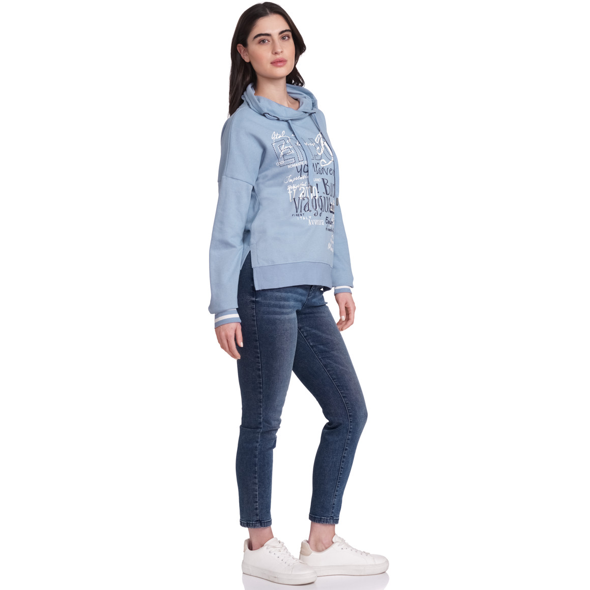 Gina Damen Sweatshirt mit Schriftzügen hellblau