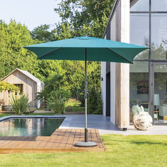 Parasol droit carré inclinable SOYA Bleu canard