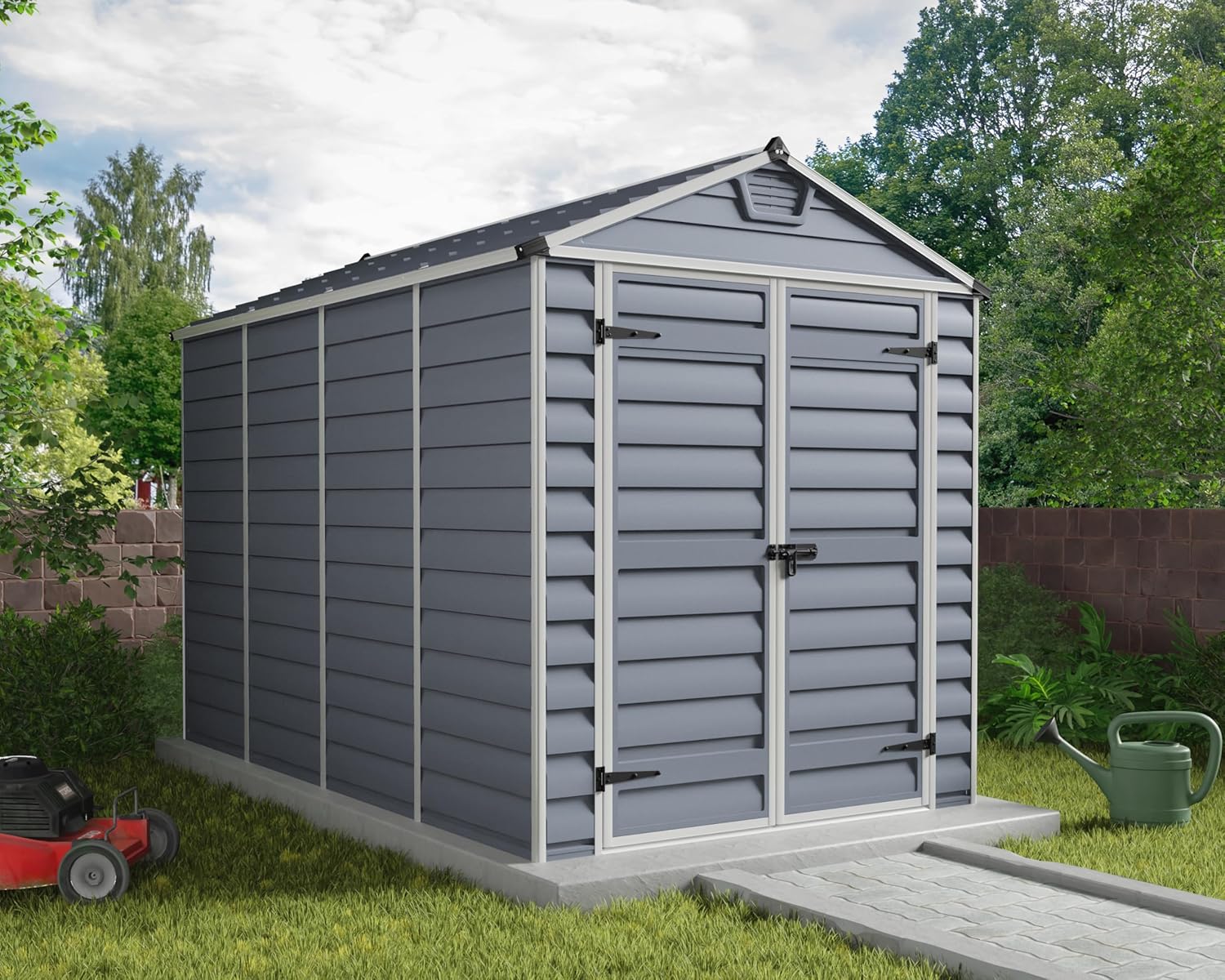 Palram 6X10 Skylight Shed Dark Grau Bundle Gerätehäuser, 305,5x185,5x217 cm