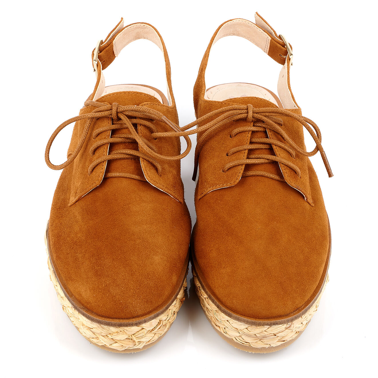 Mellow Yellow Derbies en Velours de Cuir camel