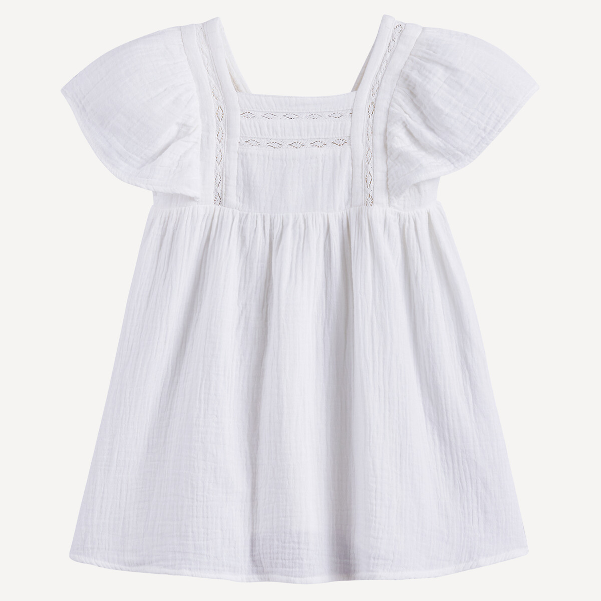 COLEÇÃO LA REDOUTE<br>Vestido bordado com babados nos ombros