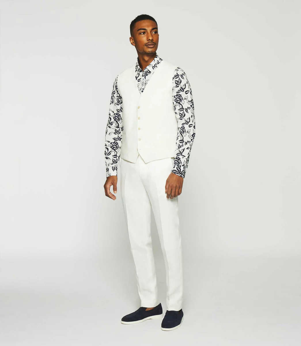 Gilet de costume en lin blanc