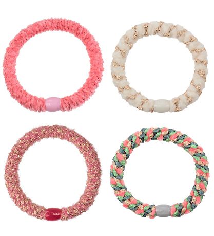 Kknekki Haargummis - 4er-Pack - Gold/Pink/Glitzer/Weiß