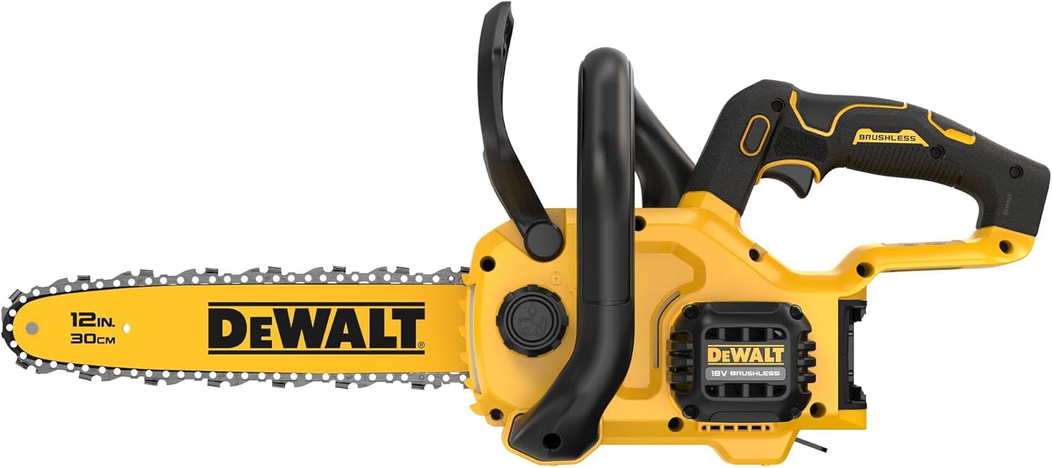 DEWALT 18 Volt Akku-Kettensäge 30 cm (bürstenloser Motor, automatische Kettenschmierung, halbtransparenter Öltank, Motorbremse, Lieferung ohne Akku & Ladegerät), DCMCS565N-XJ