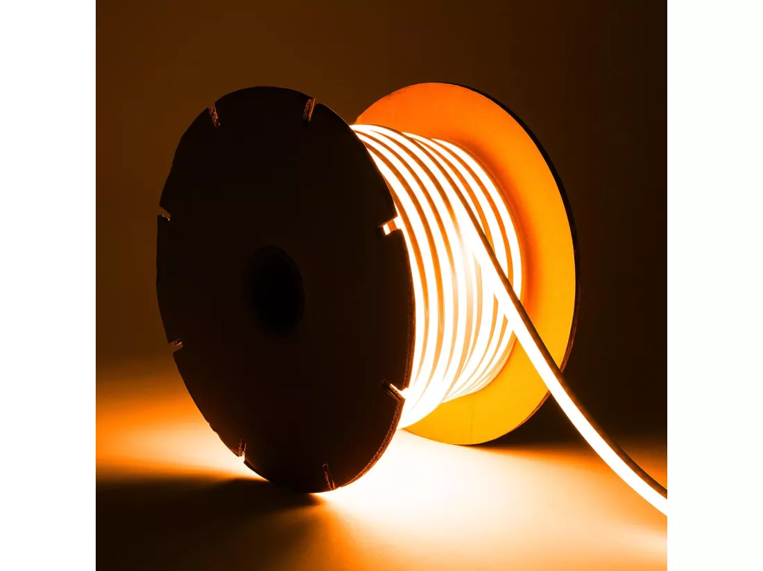 Bobine Ruban Néon LED Dimmable 220V SFLEX8 50 Mètres IP65 Coupe à chaque 100 cm Orange