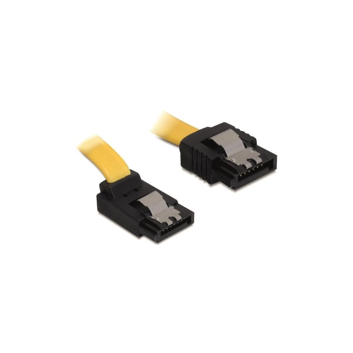 DeLOCK SATA-kabel, 6Gb/s, låsclip, vinklad(uppåt)-rak, 0,5m, gul