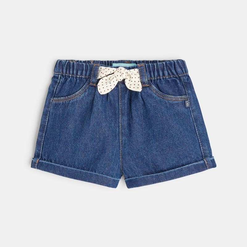 Short en denim nœud fantaisie bleu bébé fille Bleu
