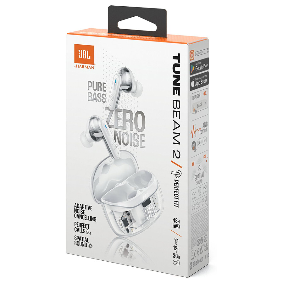 JBL Tune Beam 2 Ghost Edition Blanc