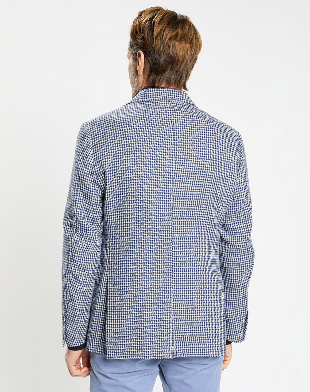 Hackett London Veste à imprimé pied-de-poule bleue