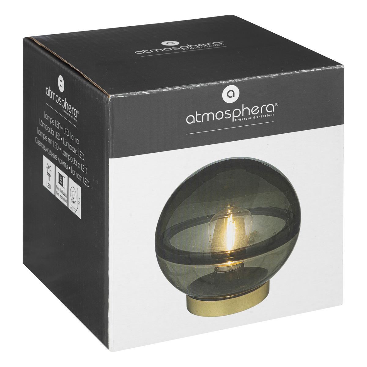 BOULE LED VERRE LINE ARDOISE H.16CM