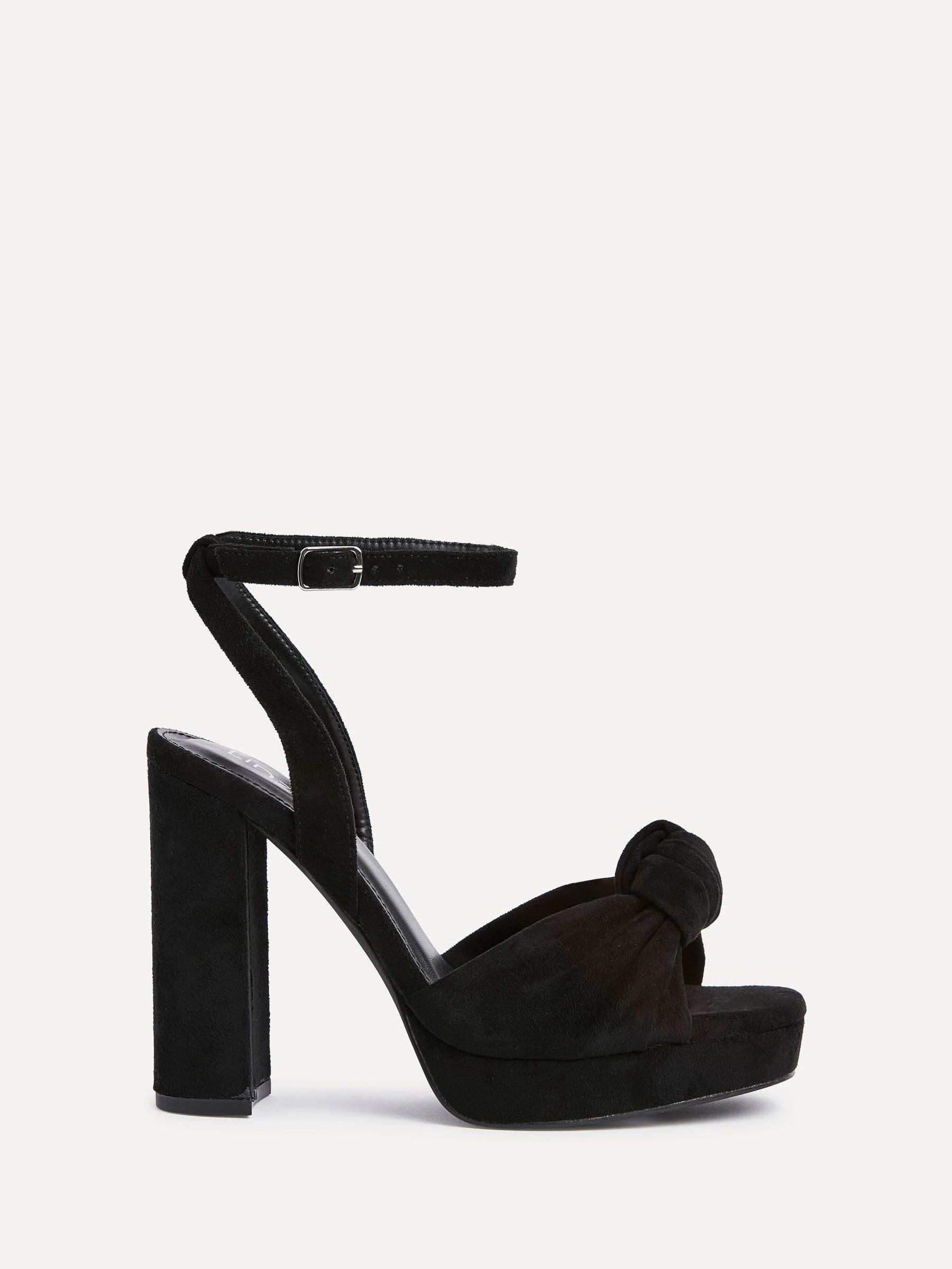 Zwart - Linzi Ruba Platform Heels With Knotted Front Strap