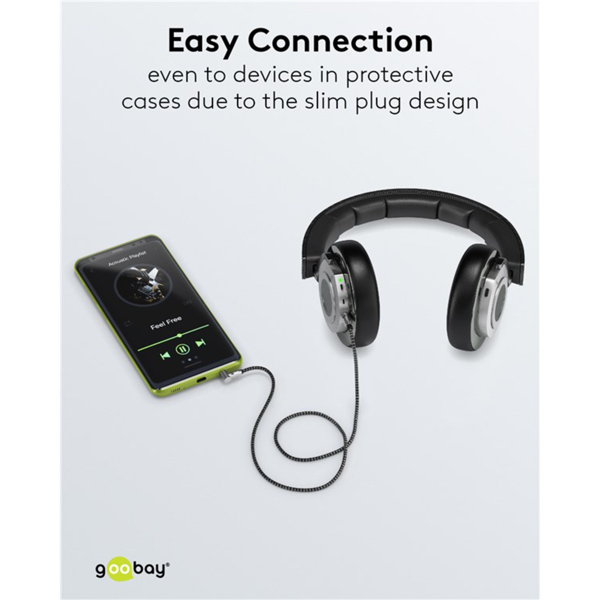 goobay Kabel Plus Audio Verbindungskabel AUX 3,5mm stereo, 90°