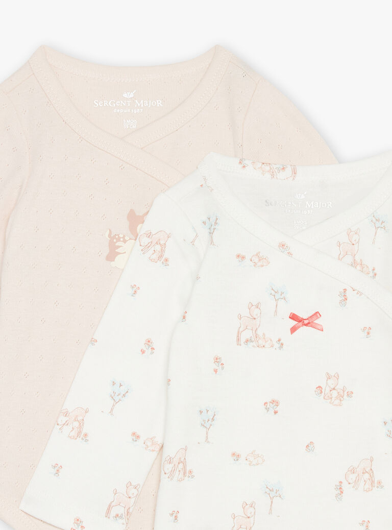 Lot de 2 body rose et écru en coton biologique