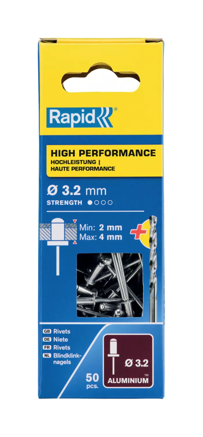 Rapid 5000383 Blindklinknagels incl. boor - Aluminium - 3,2x8mm (50st)