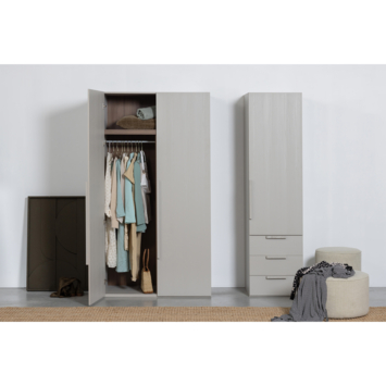 WOOOD kledingkast 2-deurs Rens lichtgrijs hout 210 x 110 x 58 cm