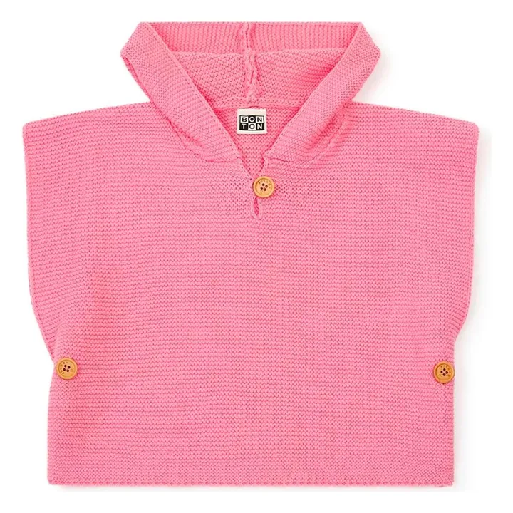 Bonton Poncho en Maille Coton Bio | Rose