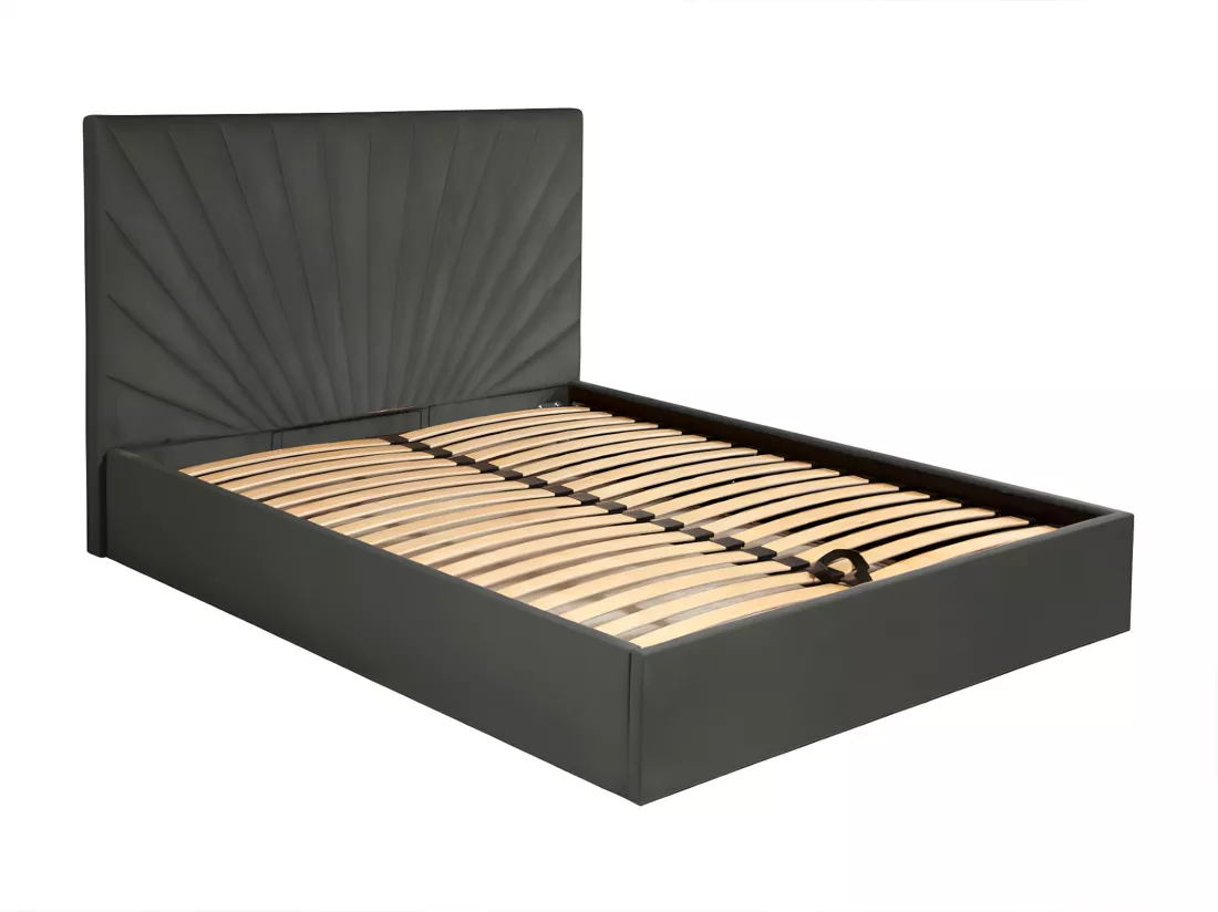 Lit coffre 160 x 200 cm - Velours - Gris anthracite - RILIODA de Pascal Morabito