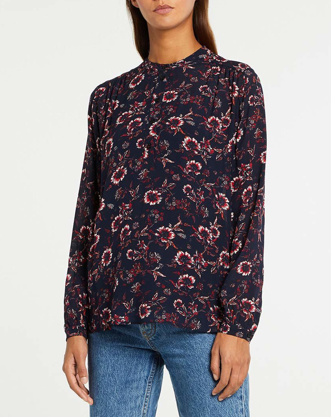 Tommy Hilfiger Blouse Theme Fleurs bleu marine/rouge