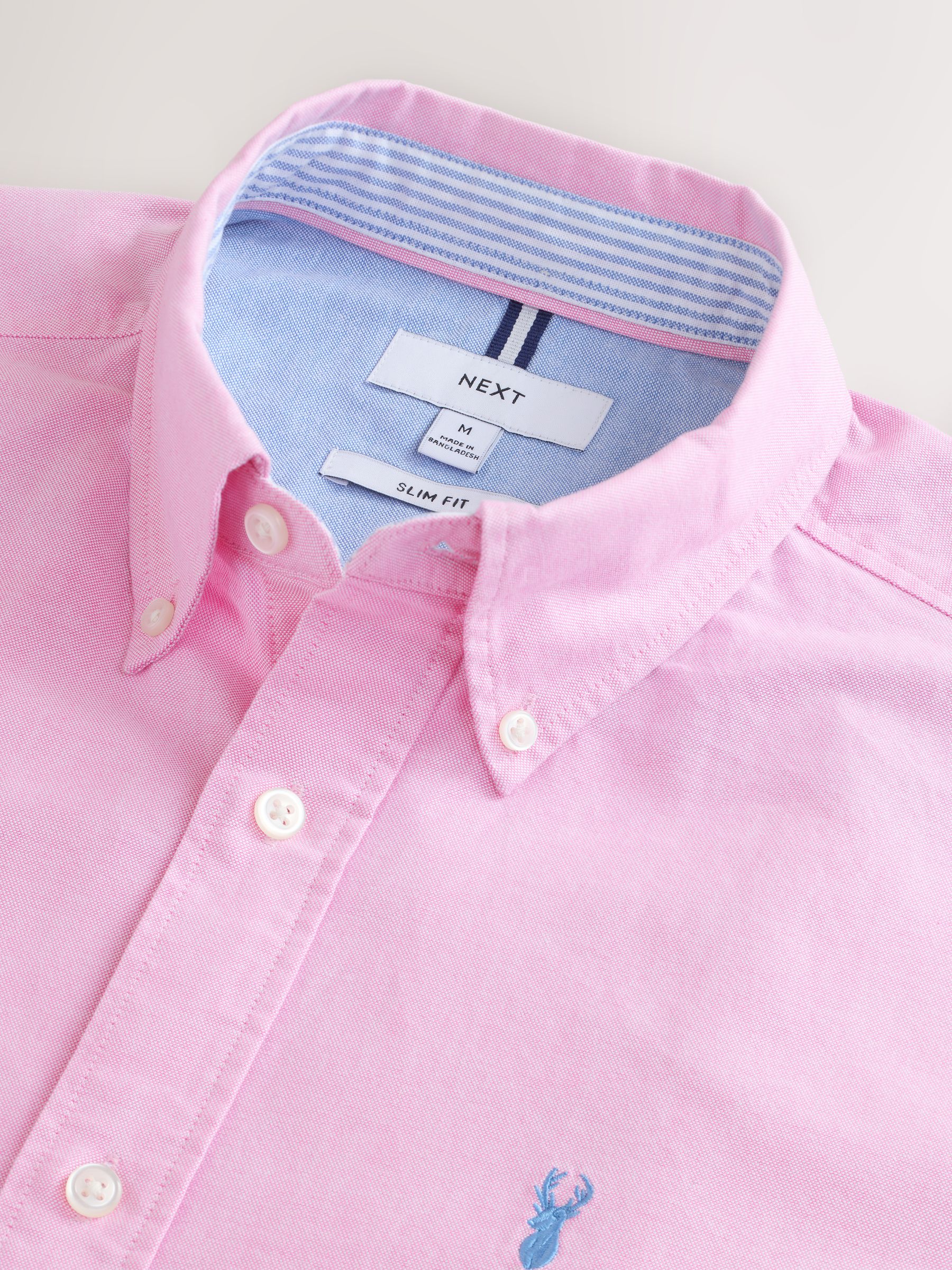 Roze - Slim Fit - Oxford-overhemd met korte mouwen