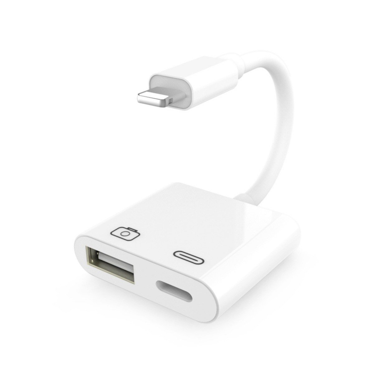 Lightning auf USB A Kamera / Foto Adapter mit Ladeanschluss für Apple iPhone / iPad - Schwarz