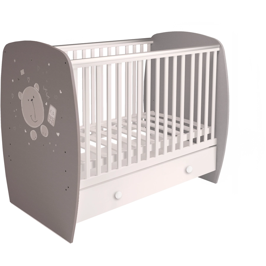 Polini Kids Babybett French 710 Teddy grau-weiß