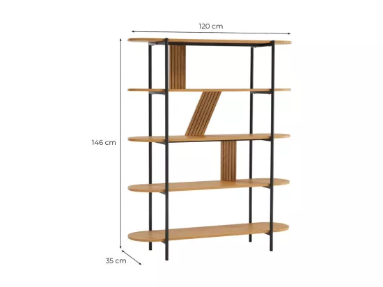 Etagère BRODIE avec finition chêne et pieds métal noirs - 120x35cm - Bois