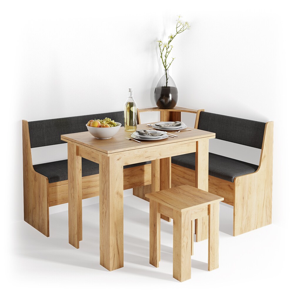 Vicco Eckbankgruppe Küchentisch Roman eiche Esstisch 120x90cm Hocker Essgruppe Esszimmertisch