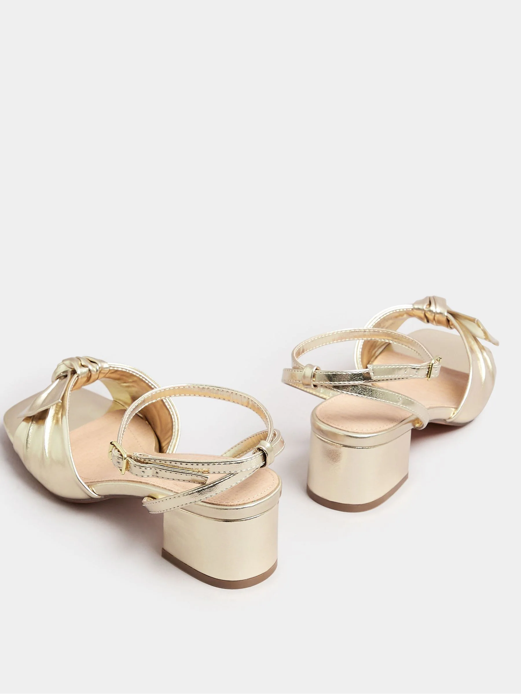 Yours Curve Wide Fit Mid Block Bow Sandals